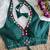 Green roman silk blend real mirror work blouse