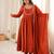 Rust orange embroidered anarkali suit set with dupatta