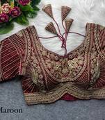 Maroon pure italian apple cut jari cording sequins work blouse