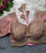Pink pure italian apple cut jari cording sequins work blouse