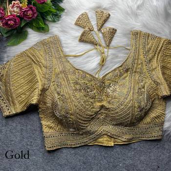 Gold pure italian apple cut jari cording sequins work blouse 1