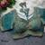 Teal green pure italian apple cut jari cording sequins work blouse