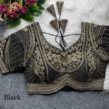 Black pure italian apple cut jari cording sequins work blouse 1