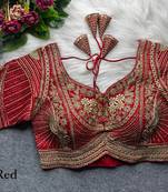 Red pure italian apple cut jari cording sequins work blouse