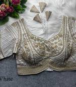 White pure italian apple cut jari cording sequins work blouse