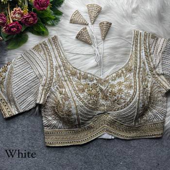 White pure italian apple cut jari cording sequins work blouse 2