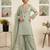 Pista green embroidered short kurti with palazzo & dupatta set for women