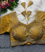 Mustard pure italian apple cut jari cording sequins work blouse