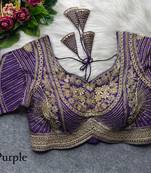 Purple pure italian apple cut jari cording sequins work blouse