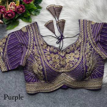 Purple pure italian apple cut jari cording sequins work blouse 2