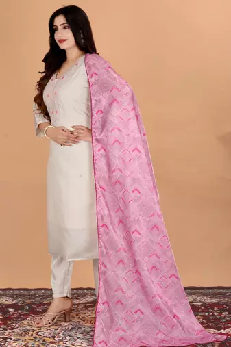 Embroidered Silk Straight Kurta Pant and Dupatta Set