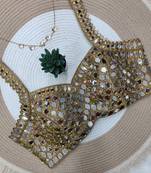 Gold cotton heavy mirror & thread work blouse