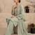 Pista green embroidered short kurti with palazzo & dupatta set for women