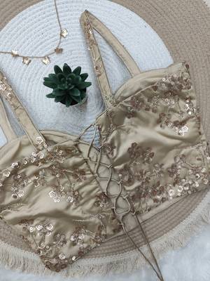 Gold cotton aari hand embroidery floral blouse 2
