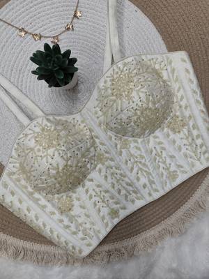 White cotton moti handwork blouse 1