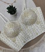 White cotton moti handwork blouse