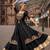 Black Cotton Navratri Lehenga Choli With Gota Patti & Gamthi Work  - free size