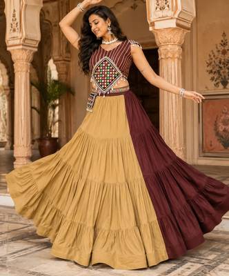 Chocolate Color Fancy Garba Lehenga Choli 1