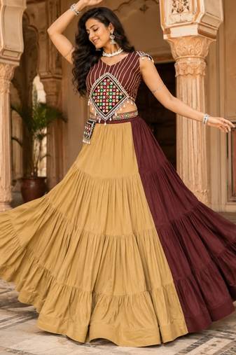 Chocolate Color Fancy Garba Lehenga Choli