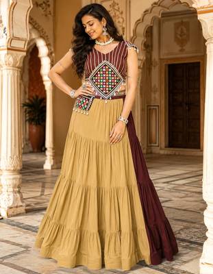 Chocolate Color Fancy Garba Lehenga Choli 2