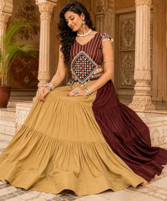 Chocolate Color Fancy Garba Lehenga Choli 3