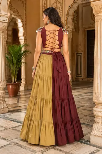 Chocolate Color Fancy Garba Lehenga Choli