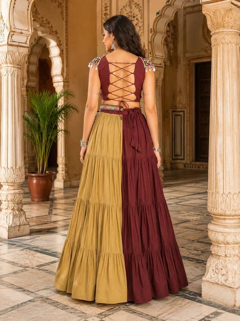 Chocolate Color Fancy Garba Lehenga Choli
