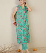 Women Floral Printed Regular Pure Cotton Kurta with Trousers