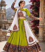 Purple Color Kutch Work Lehenga With Kutch Work Blouse For Navratri - free size