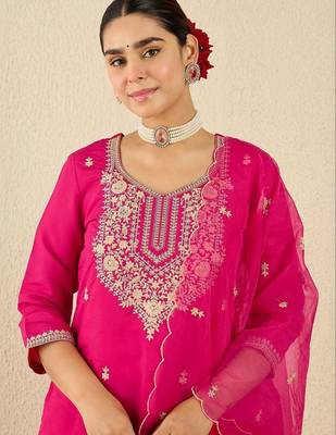 Women Ethnic Motifs Embroidered Regular Thread Work Kurta with Trousers & With Dupatta 2