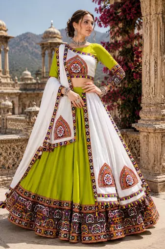 Purple Color Kutch Work Lehenga With Kutch Work Blouse For Navratri