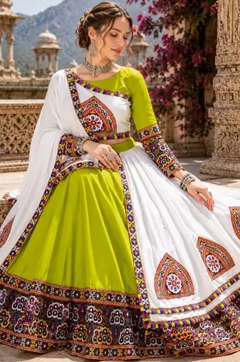 Purple Color Kutch Work Lehenga With Kutch Work Blouse For Navratri