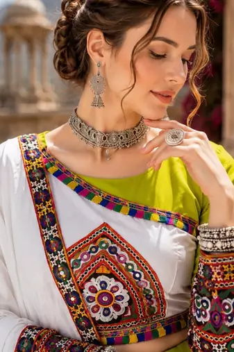 Purple Color Kutch Work Lehenga With Kutch Work Blouse For Navratri