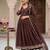 Deep brown pleated anarkali suit set with dupatta