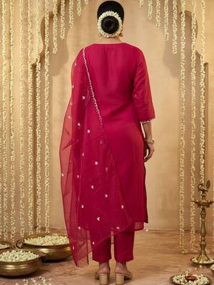 Women Ethnic Motifs Embroidered Regular Thread Work Kurta with Trousers & With Dupatta 4