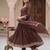 Deep brown pleated anarkali suit set with dupatta