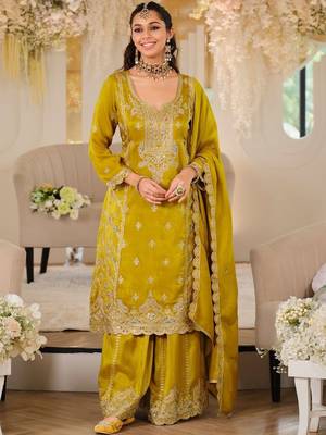 Women Ethnic Motifs Embroidered Regular Mirror Work Kurta with Palazzos & With Dupatta 1