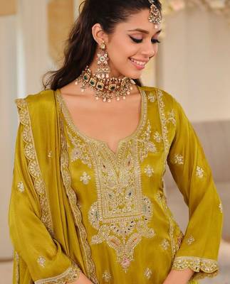 Women Ethnic Motifs Embroidered Regular Mirror Work Kurta with Palazzos & With Dupatta 2
