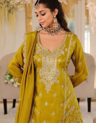 Women Ethnic Motifs Embroidered Regular Mirror Work Kurta with Palazzos & With Dupatta 4