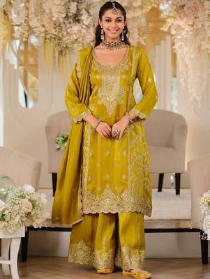 Women Ethnic Motifs Embroidered Regular Mirror Work Kurta with Palazzos & With Dupatta 5