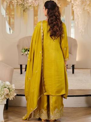 Women Ethnic Motifs Embroidered Regular Mirror Work Kurta with Palazzos & With Dupatta 7