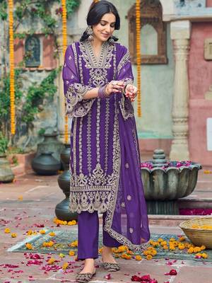 Women Ethnic Motifs Embroidered Regular Thread Work Kurta with Trousers & With Dupatta 5