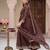 Deep brown pleated anarkali suit set with dupatta