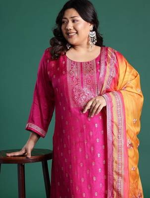 Women Regular Thread Work Kurta with Trousers & With Dupatta 4