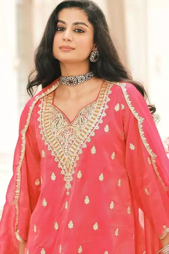 Women Ethnic Motifs Embroidered Regular Thread Work Kurta with Sharara & With Dupatta