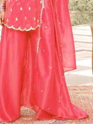 Women Ethnic Motifs Embroidered Regular Thread Work Kurta with Sharara & With Dupatta 3