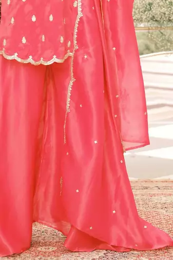 Women Ethnic Motifs Embroidered Regular Thread Work Kurta with Sharara & With Dupatta