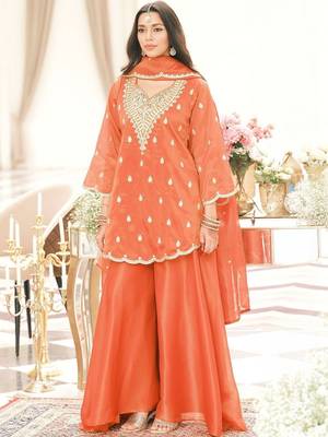 Women Ethnic Motifs Embroidered Regular Kurta with Palazzos & With Dupatta 1