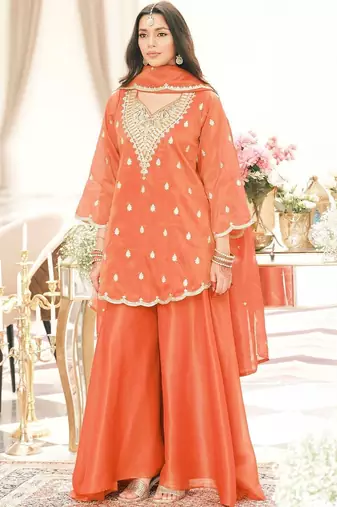 Women Ethnic Motifs Embroidered Regular Kurta with Palazzos & With Dupatta