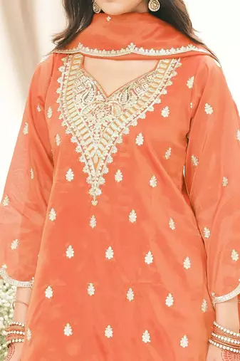Women Ethnic Motifs Embroidered Regular Kurta with Palazzos & With Dupatta